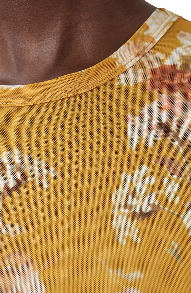 AllSaints Ellie Floral Mesh T-Shirt, Alternate, color, Armada Deep Yellow