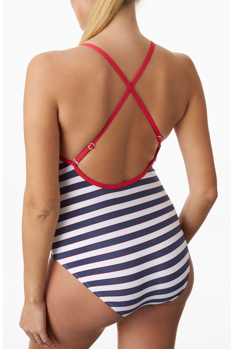 Palm Springs One-Piece Maternity Swimsuit, Alternate, color, NAVY/ RED