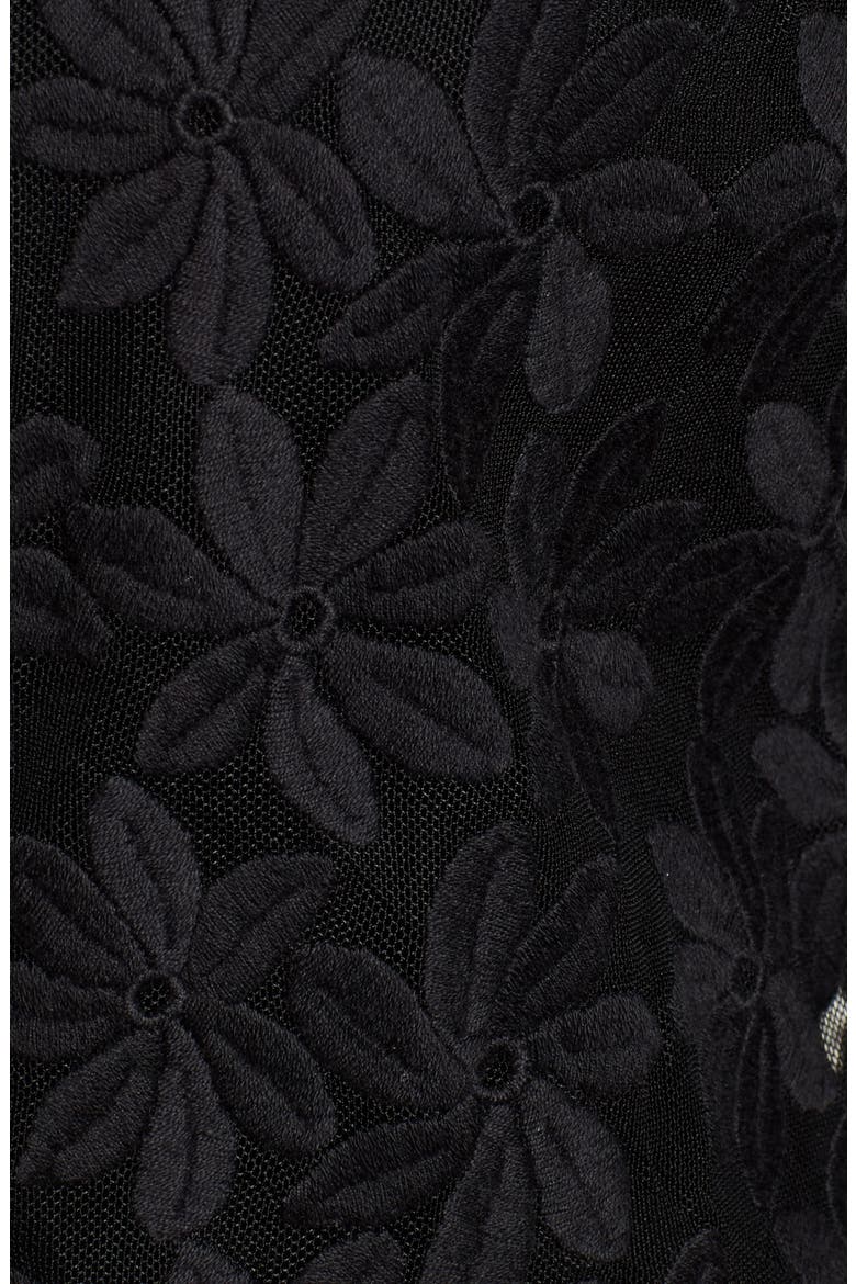 Anne Klein Floral Embroidered Mesh Cardigan, Alternate, color, BLACK