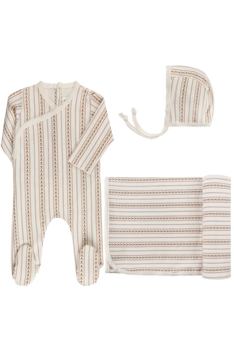 Linear Tulip Collection - Layette Set, Main, color, Ivory/Pink