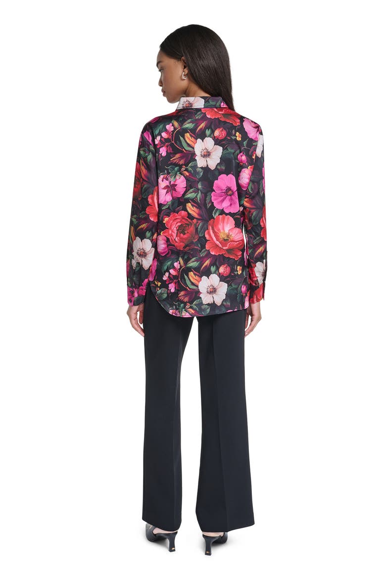 Printed Satin Button-Up Shirt, Alternate, color, BLACK MULTI