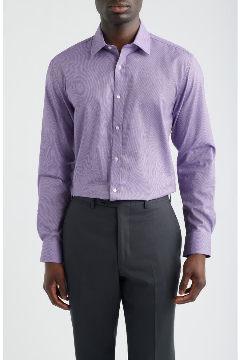 Modern Fit Purple Micropattern Cotton Dress Shirt, Main, color, PURPLE