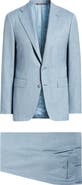 Canali Capri Trim Fit Light Blue Wool Blend Mélange Suit