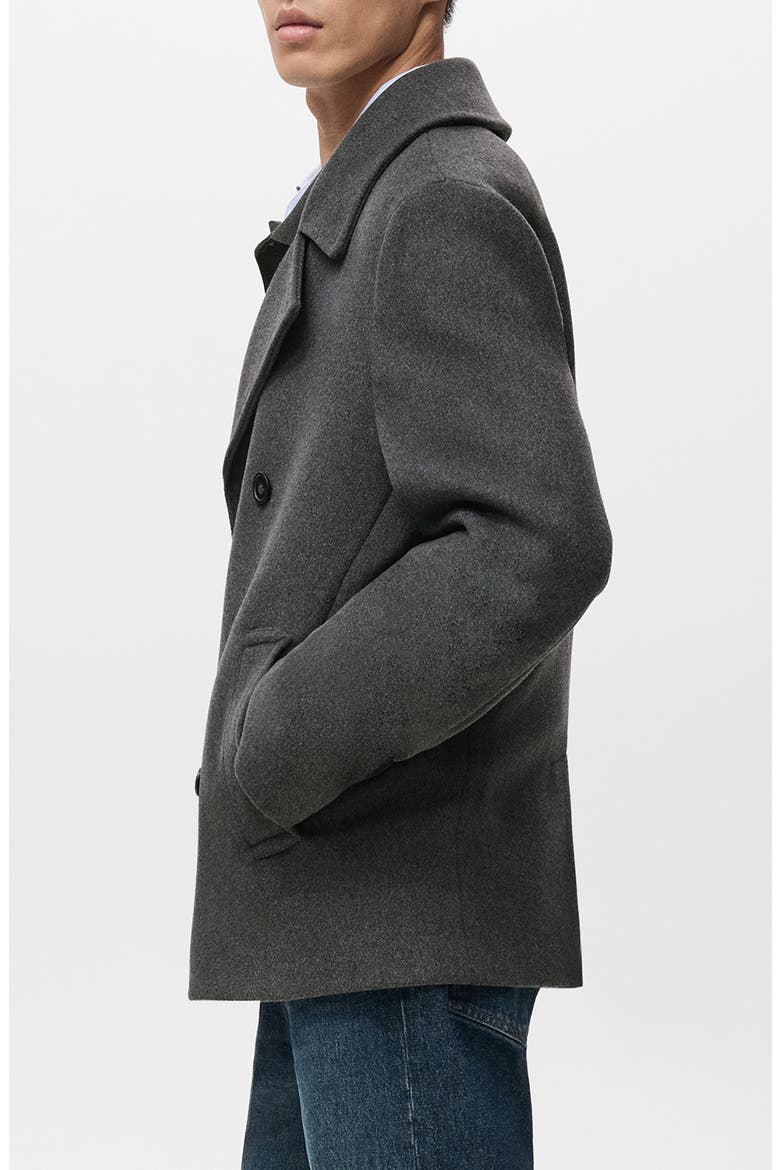 Wool Blend Double Breasted Peacoat, Alternate, color, GREY