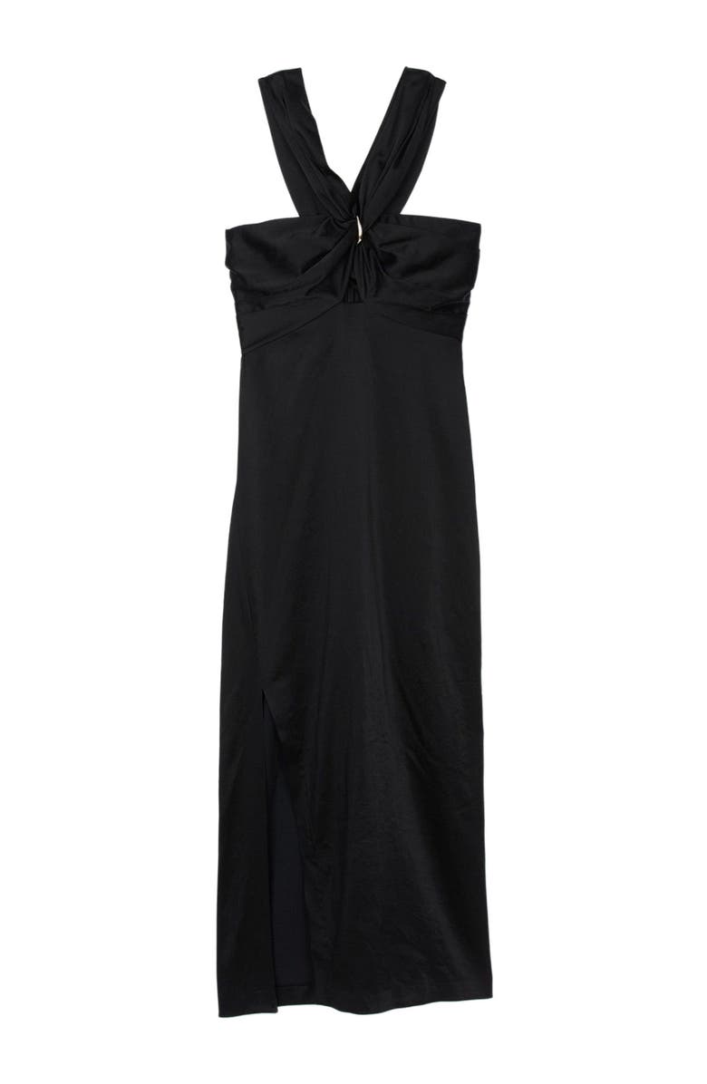 SANDRO Slit satin-effect maxi dress, Alternate, color, Black