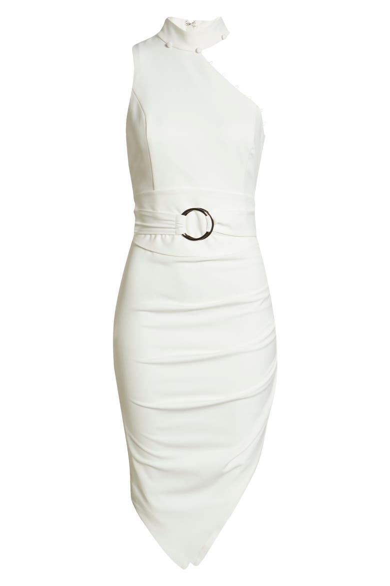 Asymmetric Cutout Sheath Dress, Alternate, color, WHITE