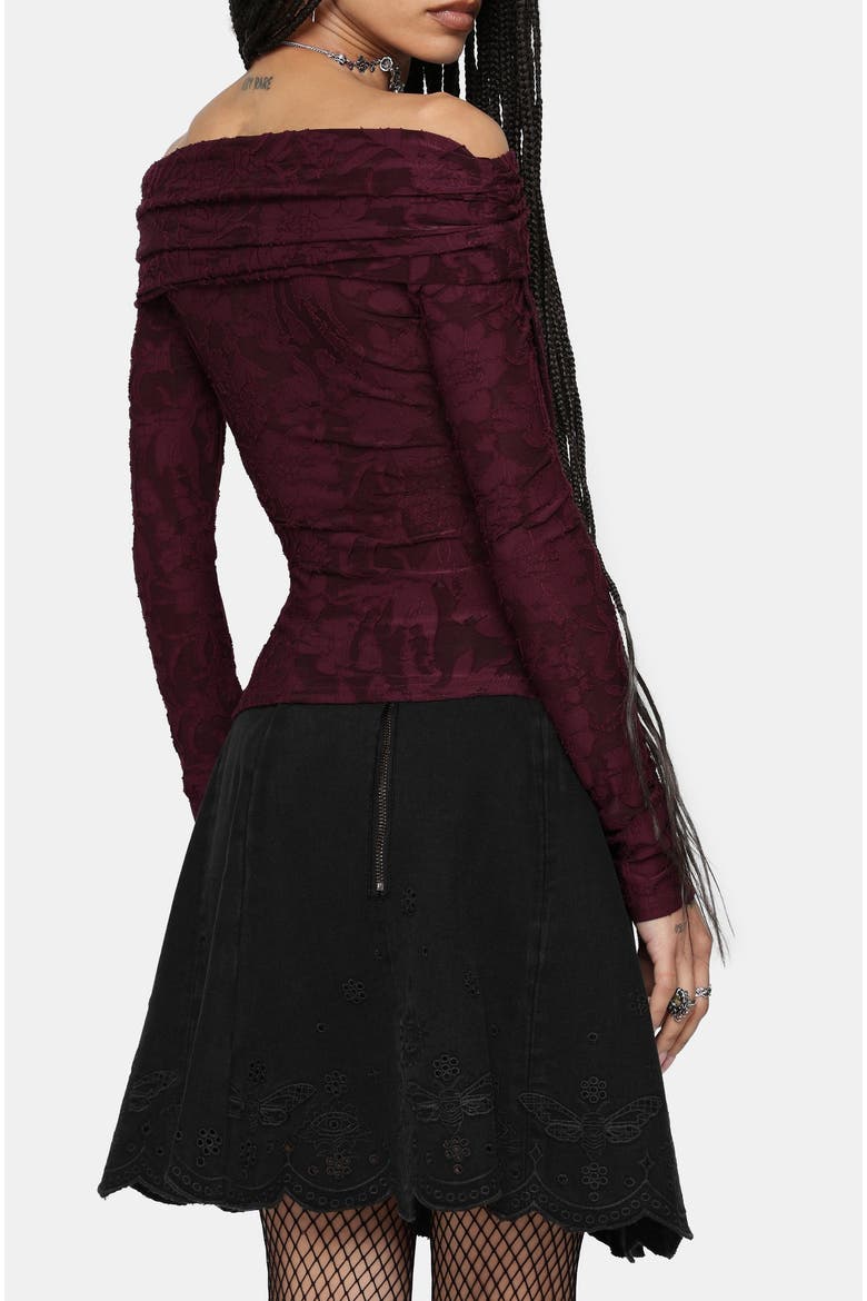 Ayr Broderie Denim Skirt, Alternate, color, Black
