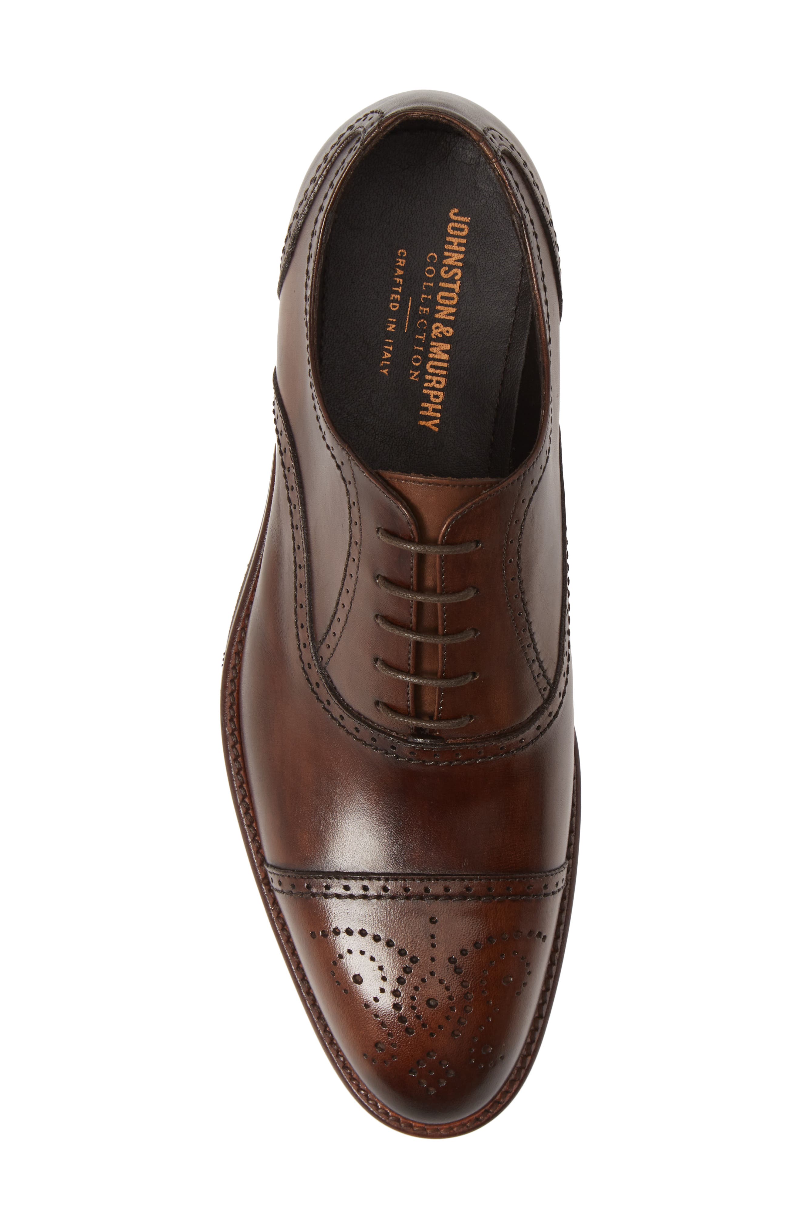 Johnston & Murphy Ridgeland Cap Toe Oxford, Alternate, color, BROWN LEATHER