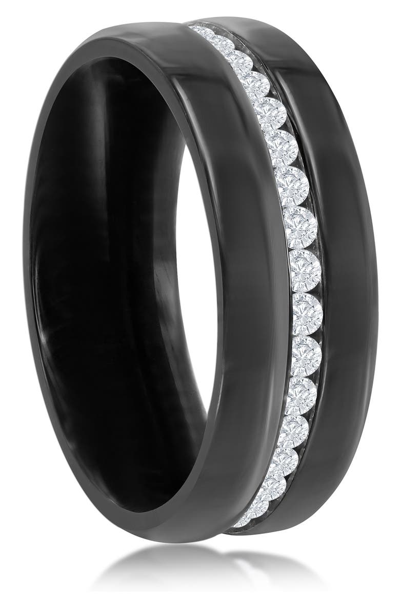 CZ Tungsten Eternity Band, Alternate, color, BLACK