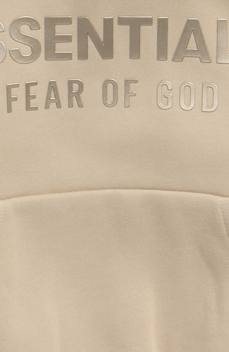 Fear of God Essentials Kids' Metallic Logo Fleece Hoodie, Alternate, color, Timber