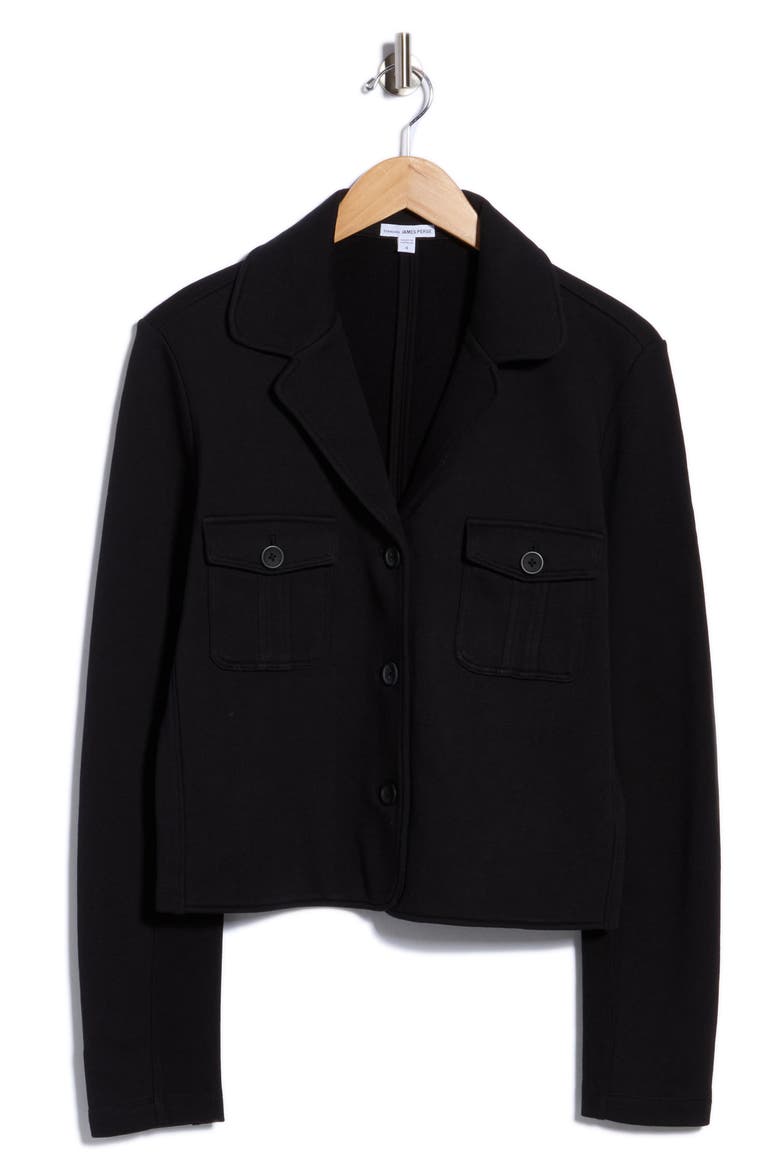 Cropped Military Fleece Jacket, Main, color, BLACK