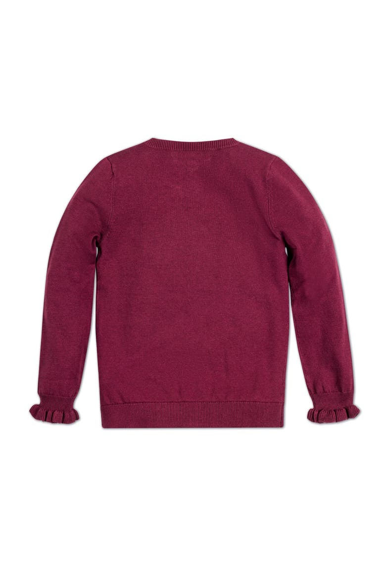 Baby Girls' Organic Ruffle Henley Sweater, Infant, Alternate, color, Berry Ruffle