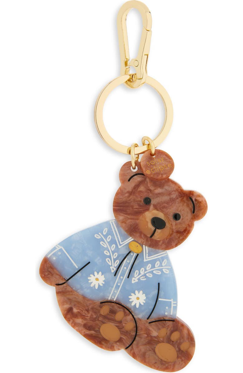 Solar Eclipse Hand Painted Cowboy Teddy Bear Key Chain Bag Charm, Main, color, Blue