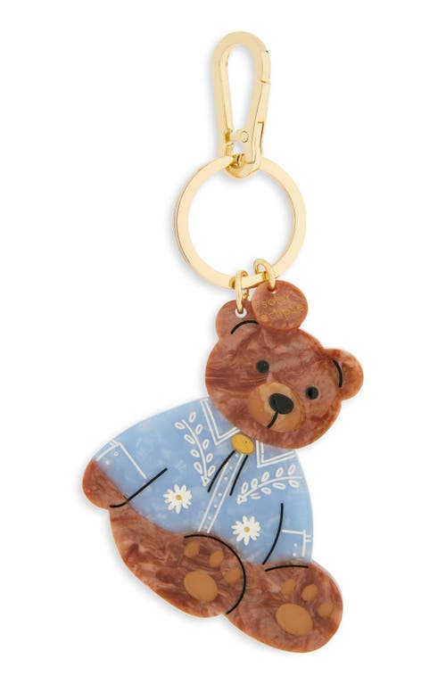Solar Eclipse Hand Painted Cowboy Teddy Bear Key Chain Bag Charm In Gold