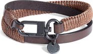 Caputo & Co. Men's Wide Hand-Knotted Leather Double Wrap Bracelet