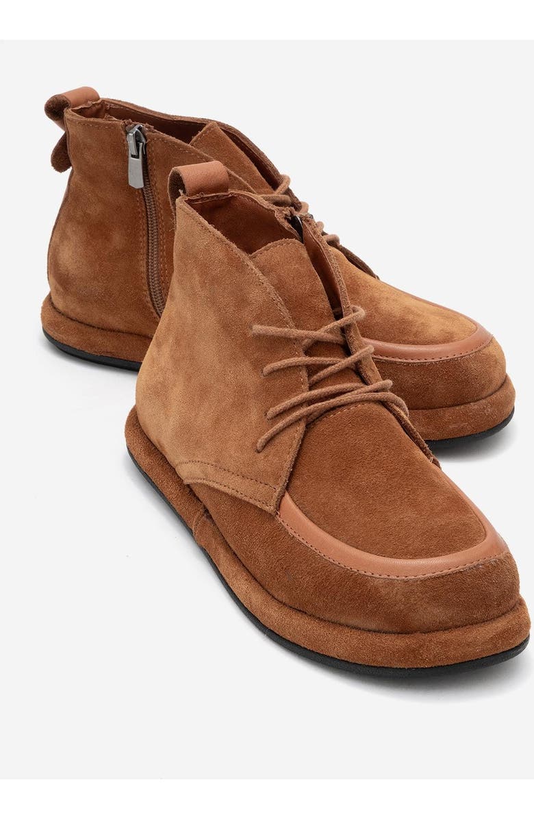 Forever & Always Shoes Martas Leather Zip Boot, Alternate, color, Cognac Suede