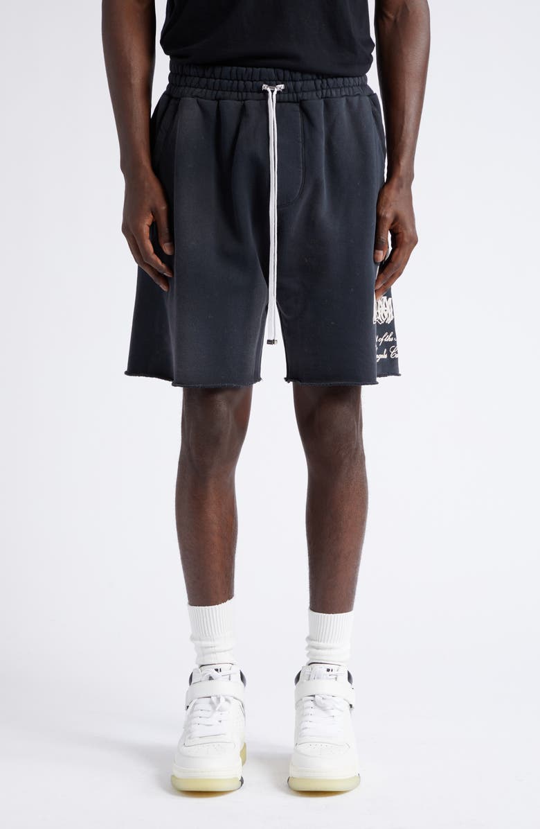 AMIRI Collegiate Logo Graphic Sweat Shorts, Main, color, 