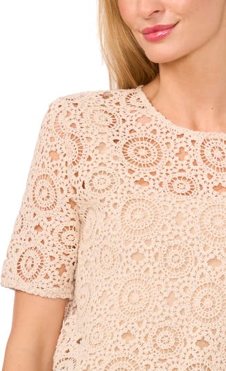 Short Sleeve Open-Stitch Top