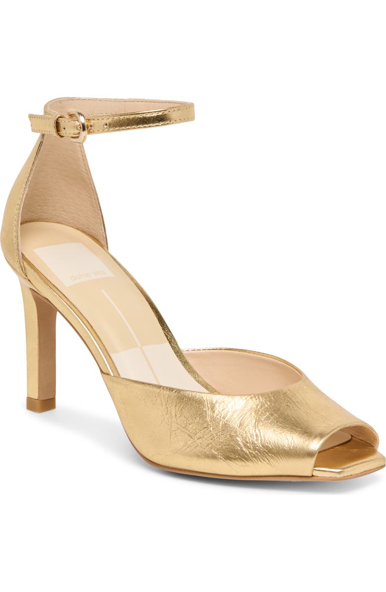 Dolce Vita Serlo Ankle Strap Pump, Main, color, Gold Crinkle Patent