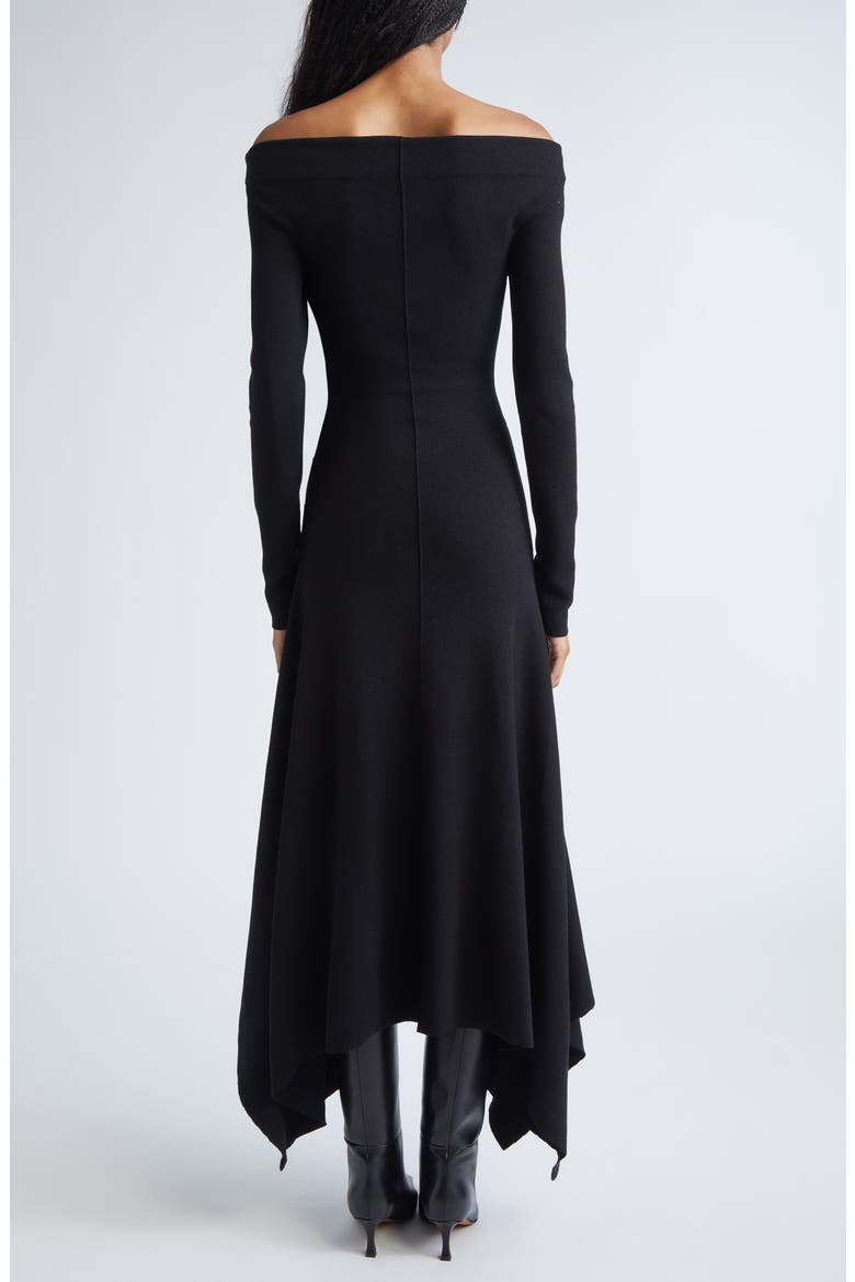 Romi Off The Shoulder Long Sleeve Dress, Alternate, color, BLACK