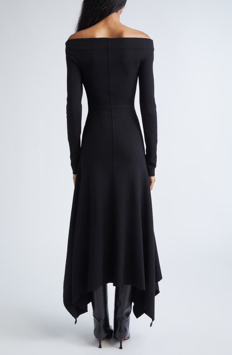 Proenza Schouler Romi Off The Shoulder Long Sleeve Dress, Alternate, color, Black