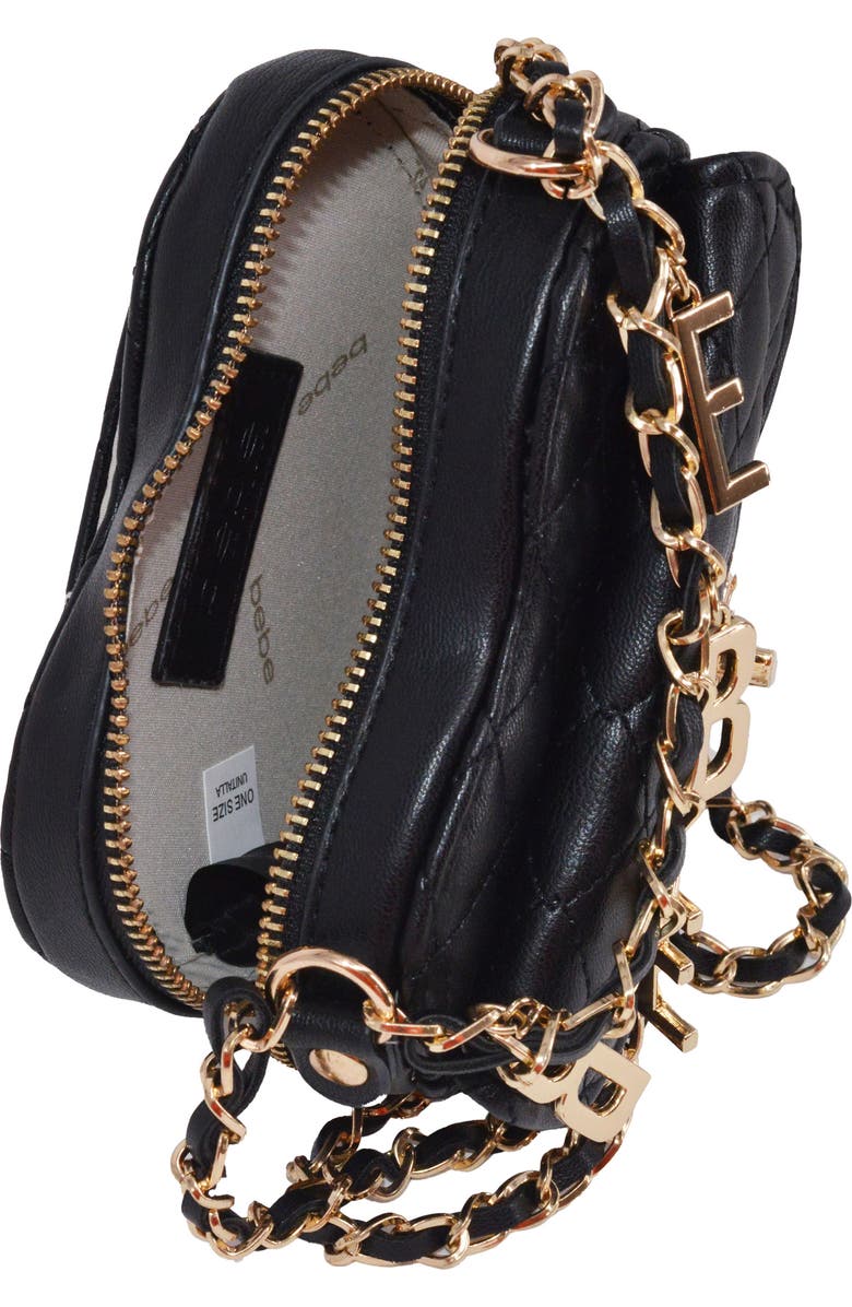 bebe Solana Quilted Heart Crossbody Bag, Alternate, color, Black