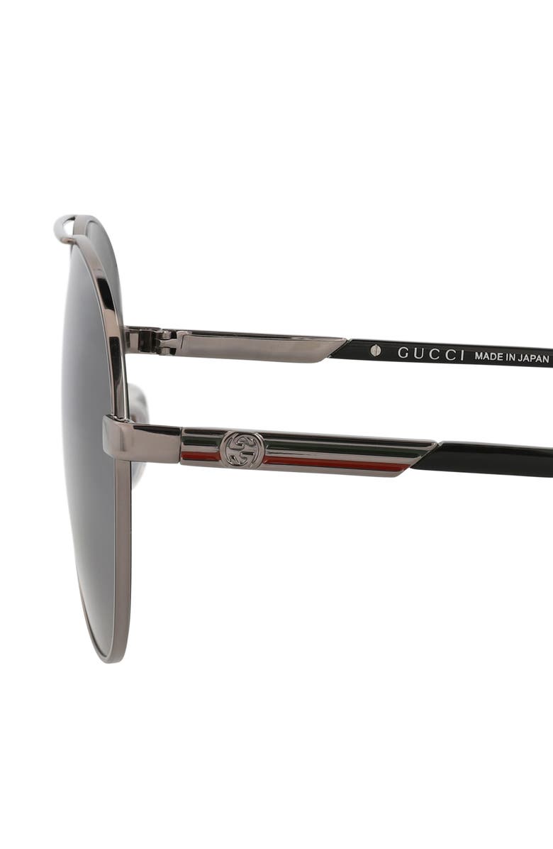 Gucci 61mm Navigator Sunglasses, Alternate, color, Ruthenium Black Grey