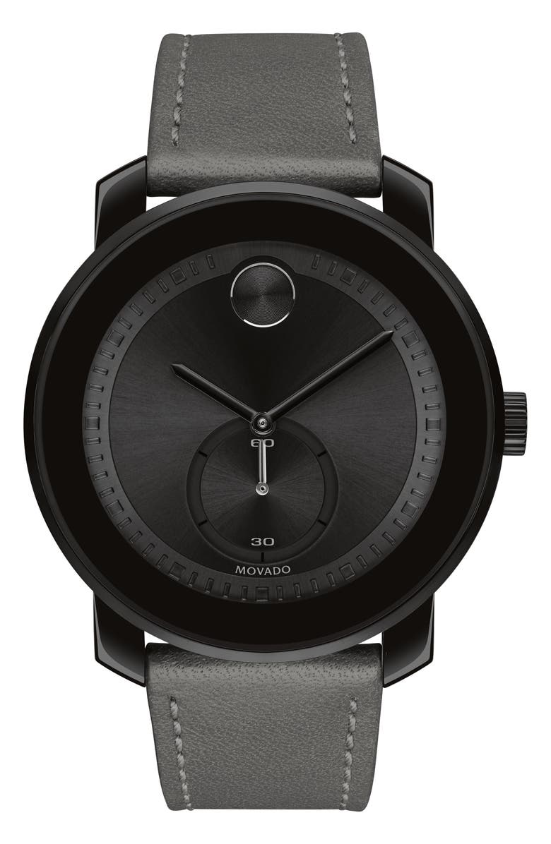 Movado Bold Leather Strap Sport Watch, 44.5mm, Main, color, 