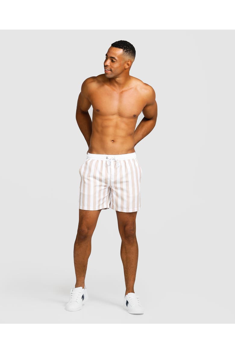Ibiza Swim Short, Alternate, color, Pastel Brown & White Stripe
