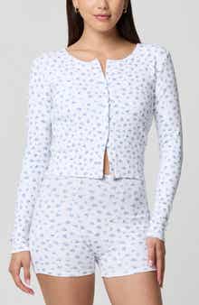 Ditsy Floral Button-Up Long Sleeve Crop Top