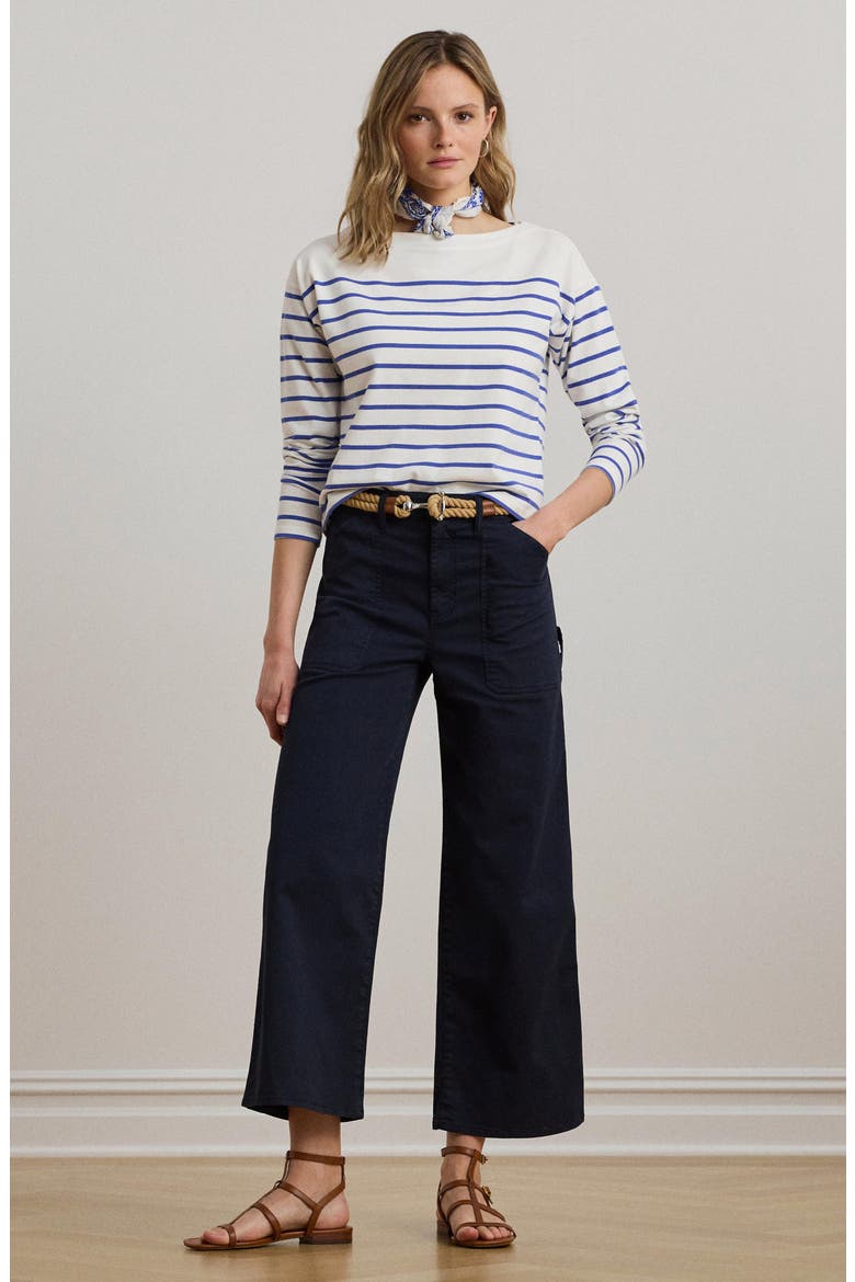 Stretch Cotton Twill Crop Pants, Alternate, color, LAUREN NAVY
