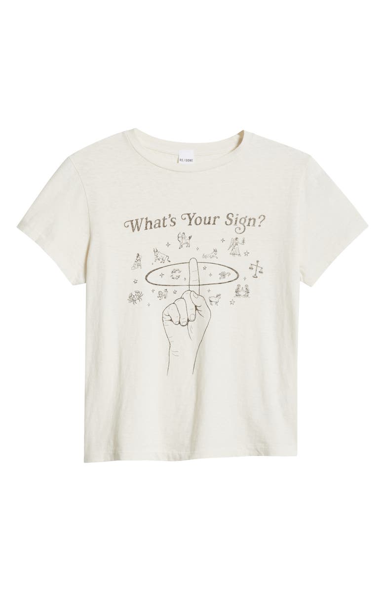 Re/Done What's Your Sign Club Cotton Graphic T-Shirt, Alternate, color, Vintage White
