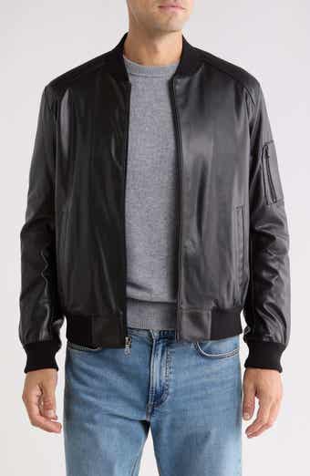 Faux Leather Bomber Jacket