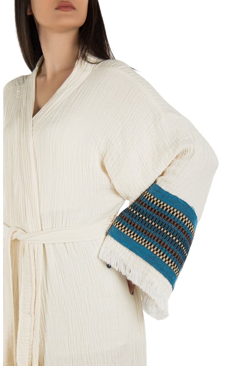 Kaia Emroidered Sleeve Handmade Robe Cover-Up, Alternate, color, White 1