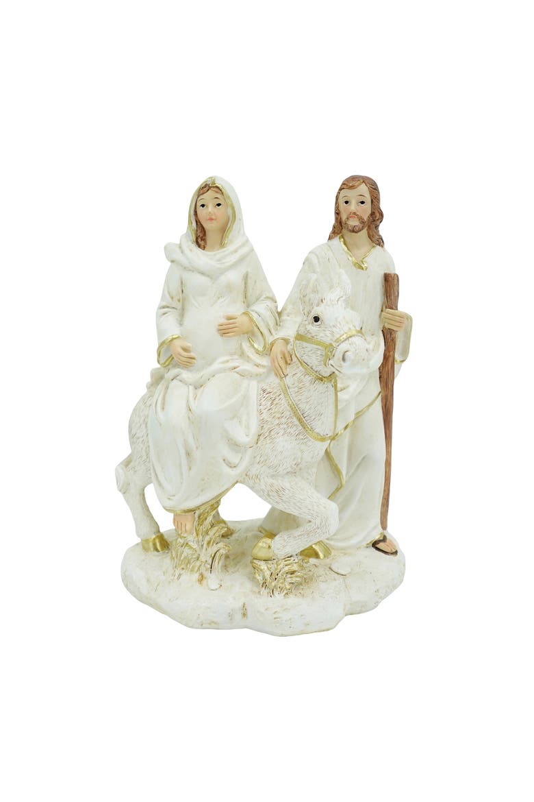 Large Resin Pregnant Mary on Donkey Nativity Scene Figurine, Main, color, Multicolored