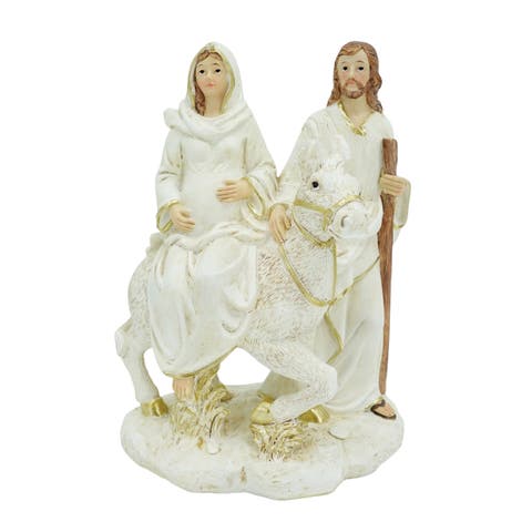 Large Resin Pregnant Mary on Donkey Nativity Scene Figurine