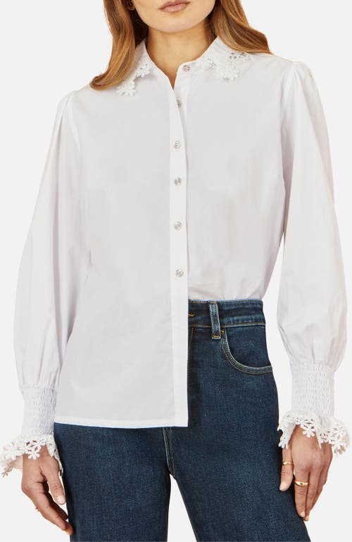 Yumi Lace Trim Shirt In White