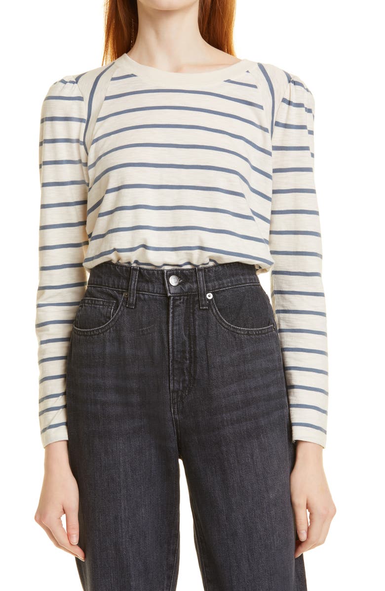 Veronica Beard Mason Stripe Long SleeveT-Shirt, Main, color, 