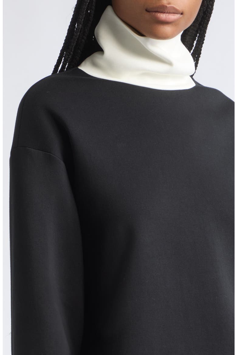 Contrast Jersey Turtleneck, Alternate, color, BLACK/ WHITE