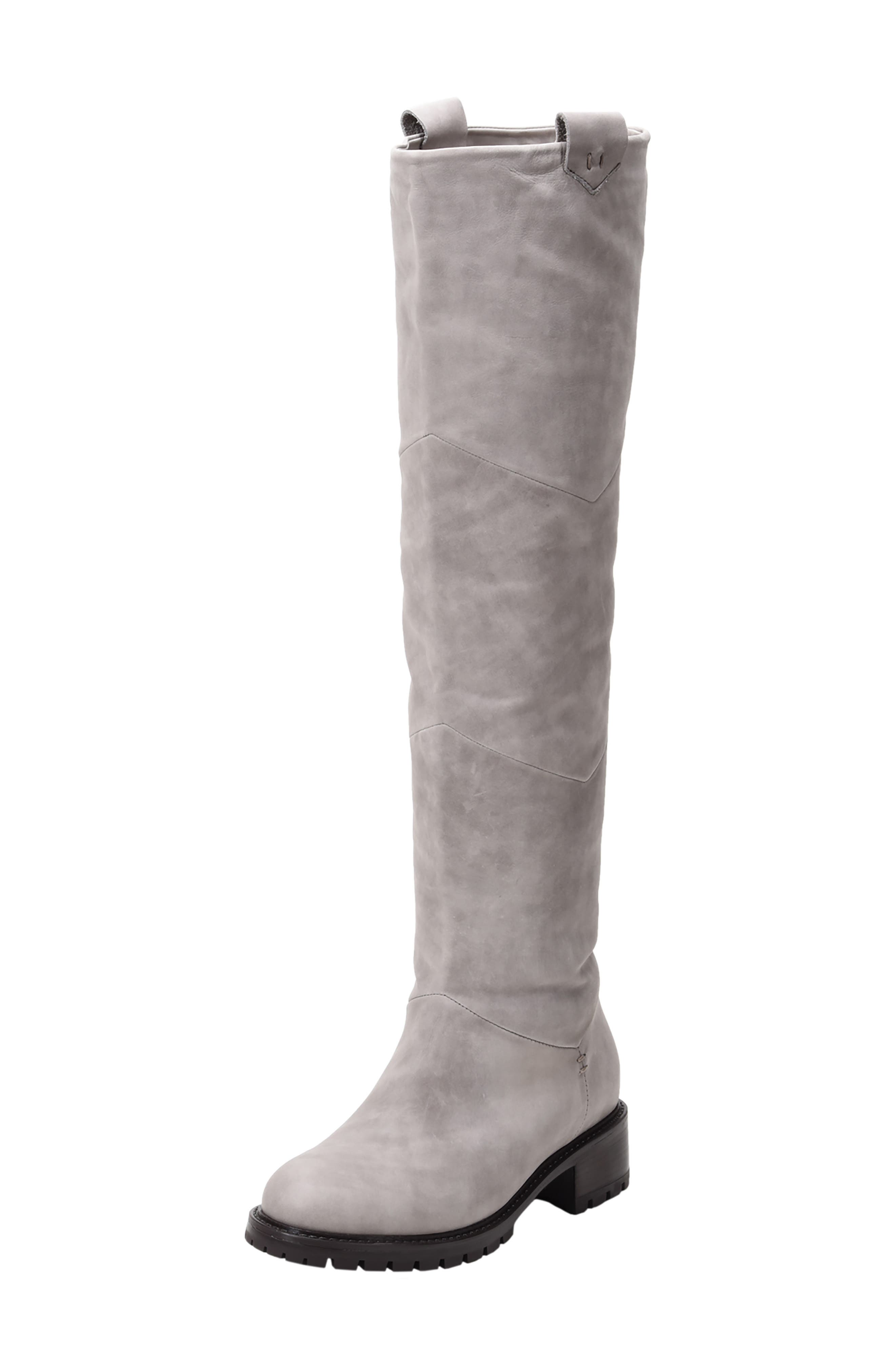 Elena Weatherproof Genuine Shearling Lined Knee High Boot, Main, color, MORNING DOVE LEATHER