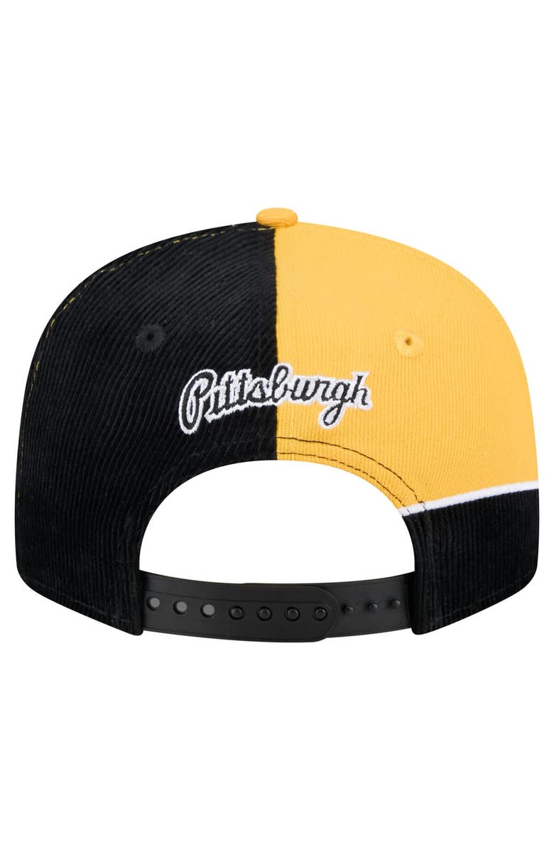 New Era Men's New Era Black/Gold Pittsburgh Pirates Retro Split Corduroy Snapback Hat, Alternate, color, Black