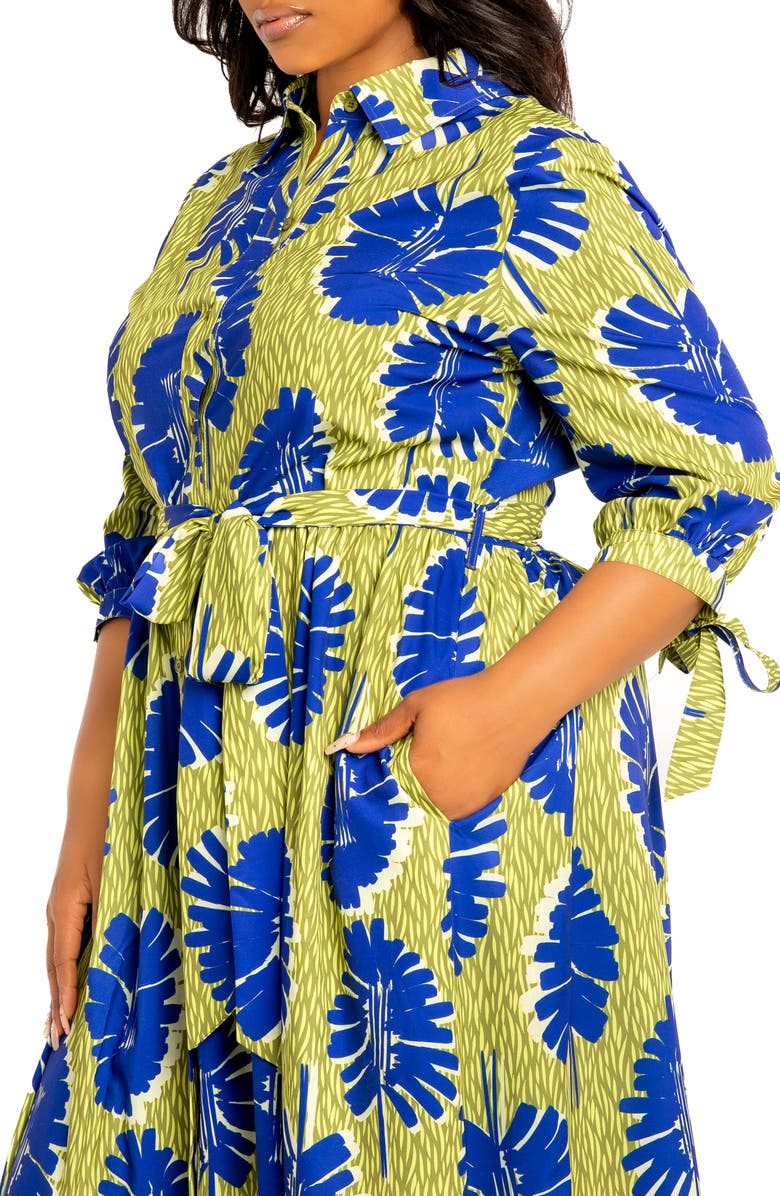 BUXOM COUTURE Mixed Print Maxi Shirtdress, Alternate, color,