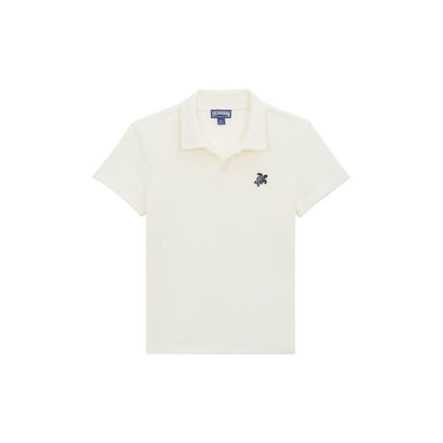 Vilebrequin Kids' Embroidered Turtle Terry Polo In Blanc