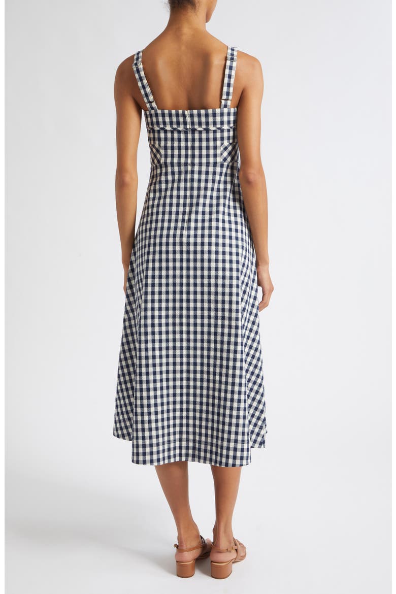 Aila Gingham Check Midi Dress, Alternate, color, NAVY DOVE