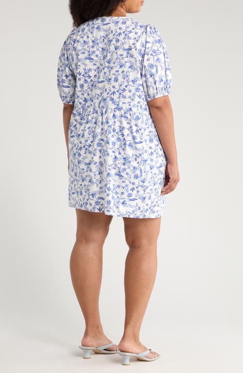 Sugarlips Kearney Floral Jerome Cotton Babydoll Dress In Blue