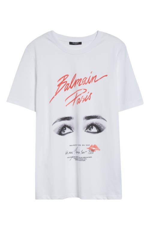 Balmain Cotton Beauty-print T-shirt In White/black/red