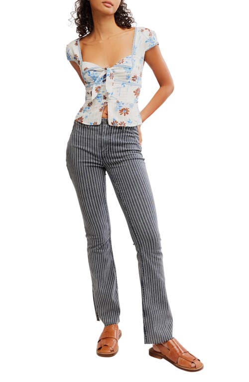 Shop Free People Call Me Baby Cap Sleeve Button-up Shirt In White Combo - Daisy