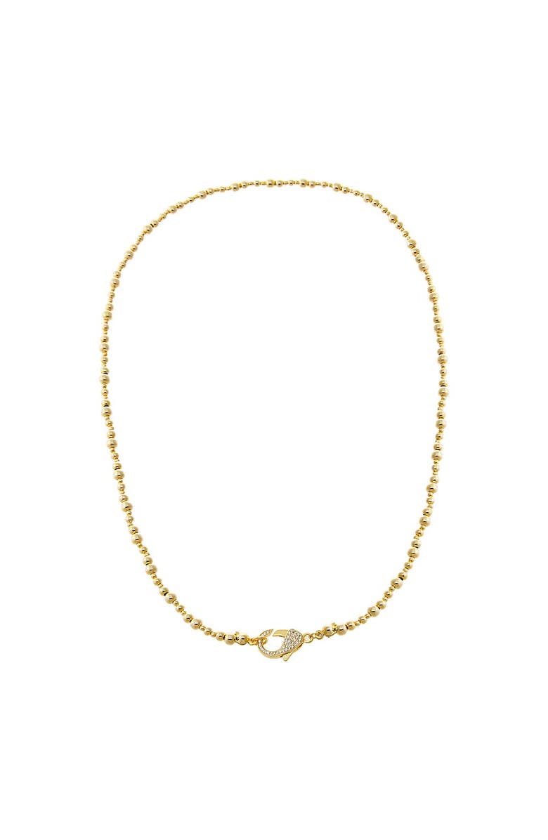 BY ADINA EDEN Beaded Ball Chain Pavé Lock Necklace, Alternate, color, 