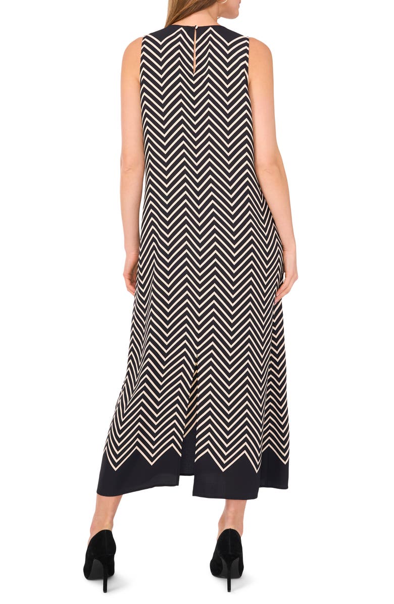 Vince Camuto Chevron Stripe Sleeveless Dress, Alternate, color, Rich Black