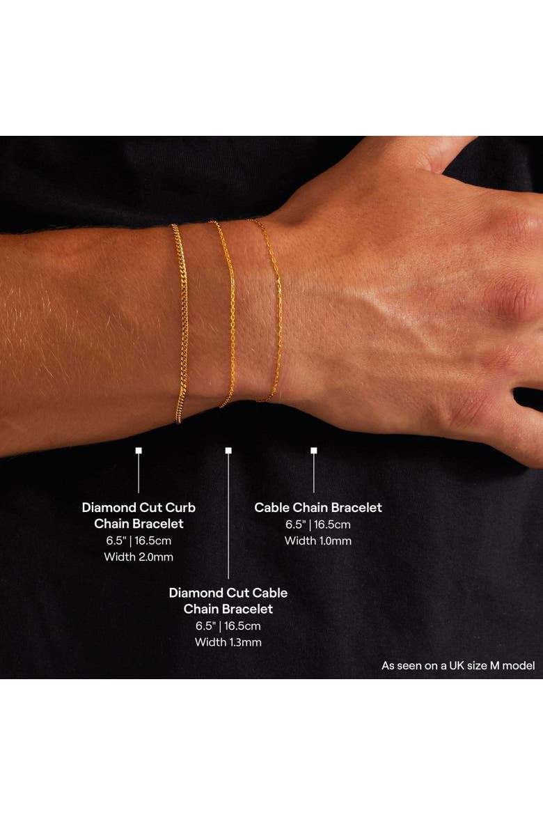 Diamond Cut Cable Chain Bracelet, Alternate, color, Gold 24k